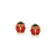 Child's Red Enamel Ladybug Stud Earrings in 14kt Yellow Gold