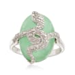 Green Jade Snake Ring in Sterling Silver