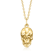 Italian 14kt Yellow Gold Skull Pendant Necklace