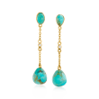 Turquoise Linear Drop Earrings with White Topaz Accents in 18kt Gold Over Sterling