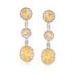 8.40 ct. t.w. Citrine and .10 ct. t.w. Diamond Drop Earrings in Sterling Silver