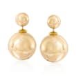 Italian 8-16mm 18kt Yellow Gold Over Sterling Silver Bead Front-Back Earrings