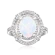 Opal and .20 ct. t.w. White Topaz Ring in Sterling Silver