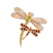 1.21 ct. t.w. Multi-Stone Dragonfly Pin Pendant in 18kt Gold Over Sterling