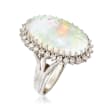 C. 1970 Vintage Opal and 1.00 ct. t.w. Diamond Ring in 14kt White Gold