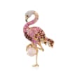 2.20 ct. t.w. Multi-Stone and .10 ct. t.w. Diamond Flamingo Pin Pendant in 18kt Gold Over Sterling
