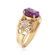 C. 1950 Vintage 2.40 ct. t.w. Amethyst Filigree Ring in 10kt Yellow Gold