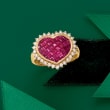 .90 ct. t.w. Ruby and .38 ct. t.w. Diamond Ring in 18kt Yellow Gold