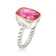 5.00 Carat Pink Quartz Ring in 14kt Yellow Gold and Sterling Silver