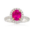 C. 2000 Vintage 2.03 Carat Pink Tourmaline and 1.00 ct. t.w. Diamond Ring in 18kt White Gold