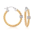 Charles Garnier &quot;Torino&quot; .20 ct. t.w. CZ Small Hoop Earrings in Two-Tone Sterling Silver