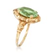C. 1960 Vintage Green Glass Ring in 10kt Yellow Gold