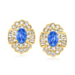 C. 1990 Vintage 2.00 ct. t.w. Sapphire and 1.50 ct. t.w. Diamond Earrings in 18kt Yellow Gold