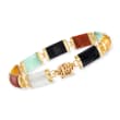 Multicolored Jade &quot;Good Luck&quot; Bracelet in 14kt Yellow Gold