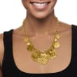 Italian 18kt Gold Over Sterling Ancient Arabic-Inspired Replica Coin Necklace 18-inch