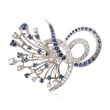 C. 1980 Vintage 1.20 ct. t.w. Sapphire and 1.75 ct. t.w. Diamond Floral Spray Pin in 14kt White Gold