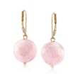 Pink Opal Bead Drop Earrings in 14kt Yellow Gold