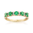 .55 ct. t.w. Emerald Ring with Diamond Accents in 14kt Yellow Gold