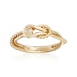 Phillip Gavriel &quot;Italian Cable&quot; Diamond-Accented Double-Loop Ring in 14kt Yellow Gold