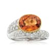 C. 2000 Vintage 3.83 Carat Hessonite and .39 ct. t.w. Diamond Ring in 18kt Yellow Gold and Platinum