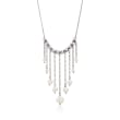 Italian 4-8mm Cultured Pearl Fringe Necklace in Sterling Silver