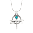 Turquoise Dragonfly Necklace in Sterling Silver