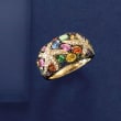 2.80 ct. t.w. Multicolored Sapphire and .25 ct. t.w. Diamond Starfish Ring with .40 ct. t.w. Tsavorites in 14kt Yellow Gold