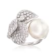 Mikimoto 13mm A+ South Sea Pearl and 3.42 ct. t.w. Diamond Flower Ring in 18kt White Gold