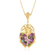 2.47 ct. t.w. Multicolored Tourmaline Scarab Pendant Necklace in 18kt Gold Over Sterling