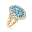 9.70 ct. t.w. Blue Topaz Ring in 18kt Yellow Gold Over Sterling Silver  