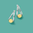 Sterling Silver and 14kt Yellow Gold Double-Hoop Earrings with Bead