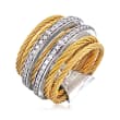 ALOR &quot;Classique&quot; .38 ct. t.w. Diamond Yellow Stainless Steel Cable Ring with 18kt White Gold