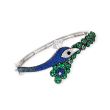 4.25 ct. t.w. Multicolored CZ Peacock Bangle Bracelet in Sterling Silver