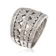 C. 1990 Vintage .75 ct. t.w. Diamond Heart Pattern Ring in 18kt White Gold
