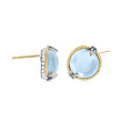 Andrea Candela &quot;Dulcitos&quot; 9.84 ct. t.w. Swiss Blue Topaz and .20 ct. t.w. Sapphire Earrings in Sterling Silver and 18kt Yellow Gold  