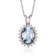 1.10 Carat Aquamarine and .20 ct. t.w. Diamond Pendant Necklace in 14kt White Gold