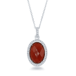 Carnelian and .50 ct. t.w. CZ Pendant Necklace in Sterling Silver