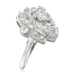 C. 1950 Vintage .85 ct. t.w. Diamond Cluster Ring in 14kt White Gold