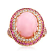 Pink Opal and 1.40 ct. t.w. Pink Sapphire Ring with .29 ct. t.w. Diamonds in 14kt Yellow Gold