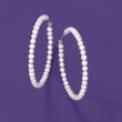 3-4mm Cultured Pearl Hoop Earrings in Sterling Silver