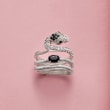Black Agate and 3.70 ct. t.w. White Topaz Jewelry Set: Three Sterling Silver Snake Rings