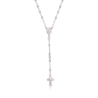 Italian Sterling Silver Rosary Beads with Cross Necklace