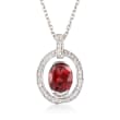 2.00 Carat Garnet and .40 ct. t.w. White Topaz Pendant Necklace in Sterling Silver