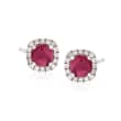 1.20 ct. t.w. Ruby and .25 ct. t.w. Diamond Earrings in 14kt White Gold