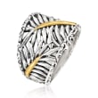 Sterling Silver Bali-Style Palm Leaf Ring with 18kt Yellow Gold