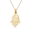 14kt Yellow Gold Hamsa Hand Pendant Necklace