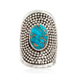 Stabilized Turquoise Wide Bead Ring in Sterling Silver