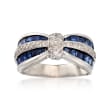 C. 1990 Vintage 1.75 ct. t.w. Sapphire and .35 ct. t.w. Diamond Bow Ring in 18kt White Gold