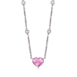 3.90 Carat Pink Quartz and .50 ct. t.w. White Topaz Heart Necklace in Sterling Silver