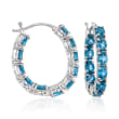 4.30 ct. t.w. London Blue Topaz Inside-Outside Hoop Earrings in Sterling Silver
